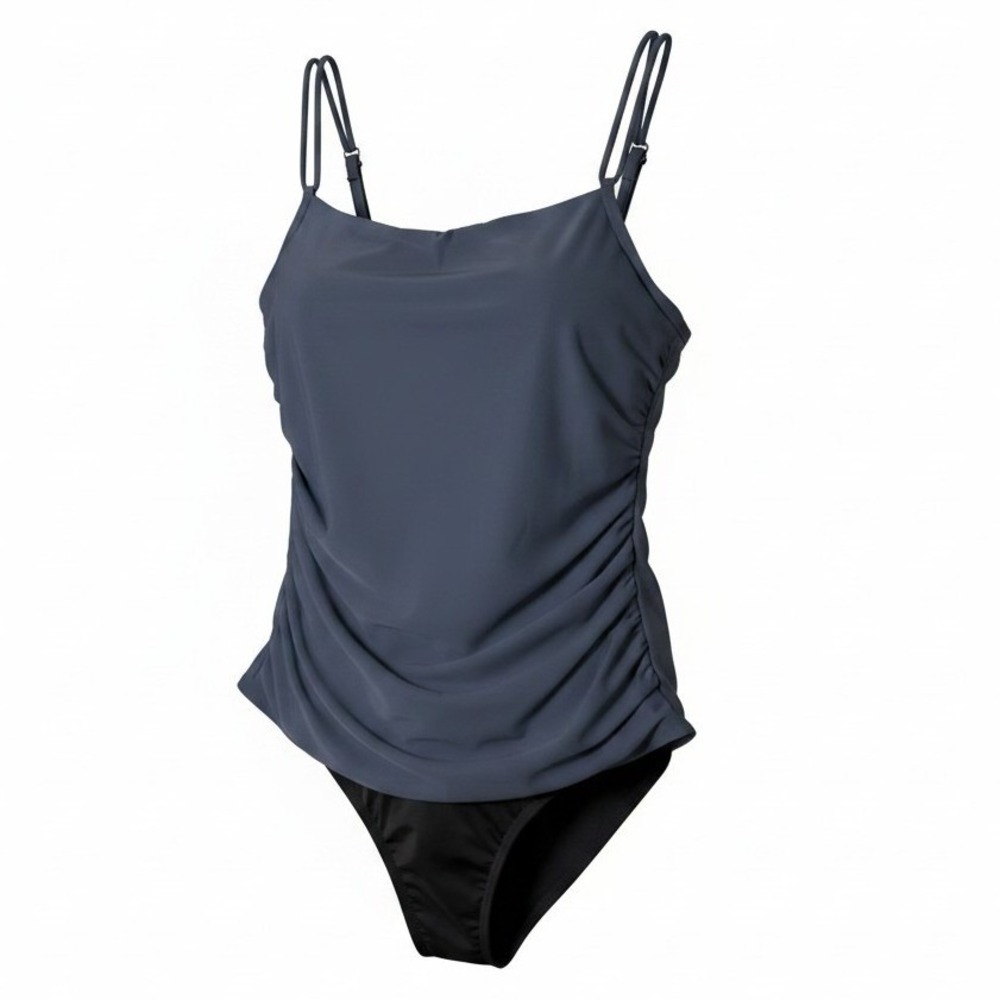 Miraclesuit Women One Piece Swimsuit 14 Gray Ruched Tummy Control Coastal Vacati